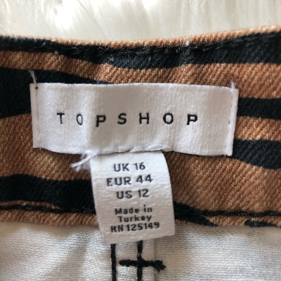 Topshop Sz 12 Tiger Print Denim Skirt - Picture 6 of 8